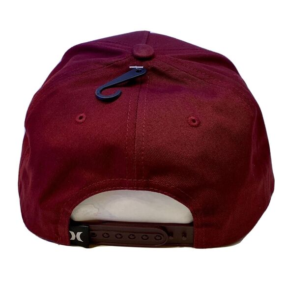 Hurley Men's Outline Icon Burgundy Snapback Hat Flat Bill Logo Cap - Picture 2 of 8
